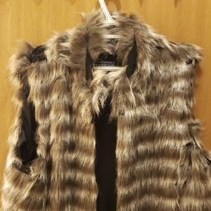 Faux fur long vest